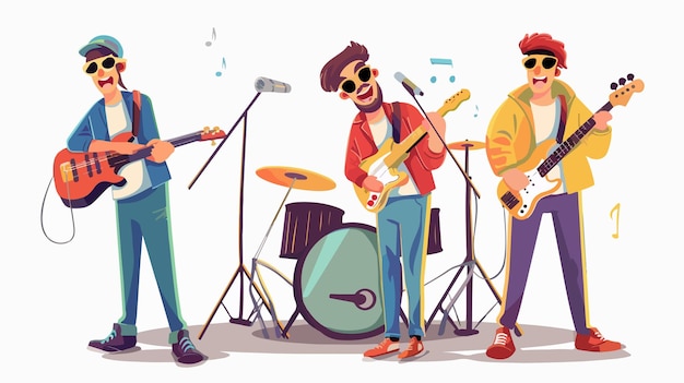 Vector cartoon music band vector isolated on white background