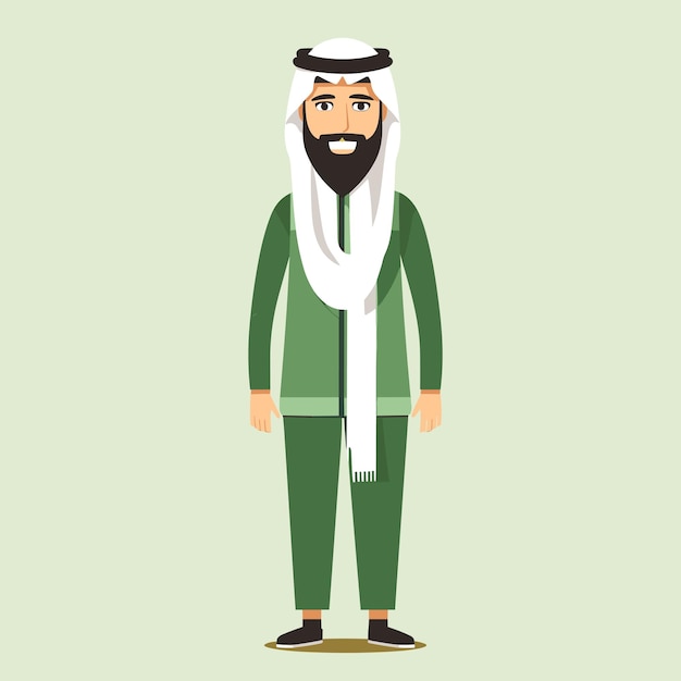 Cartoon Muslim Man in Traditional Attire