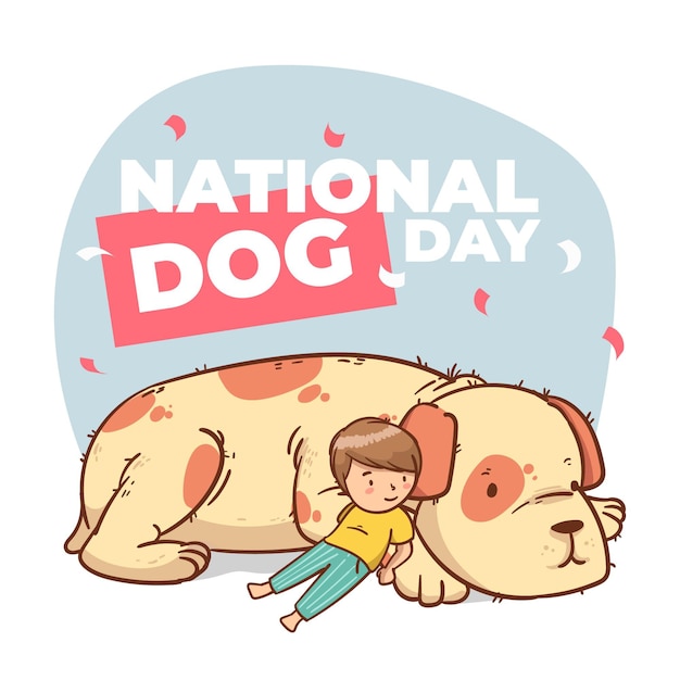 Cartoon national dog day illustration