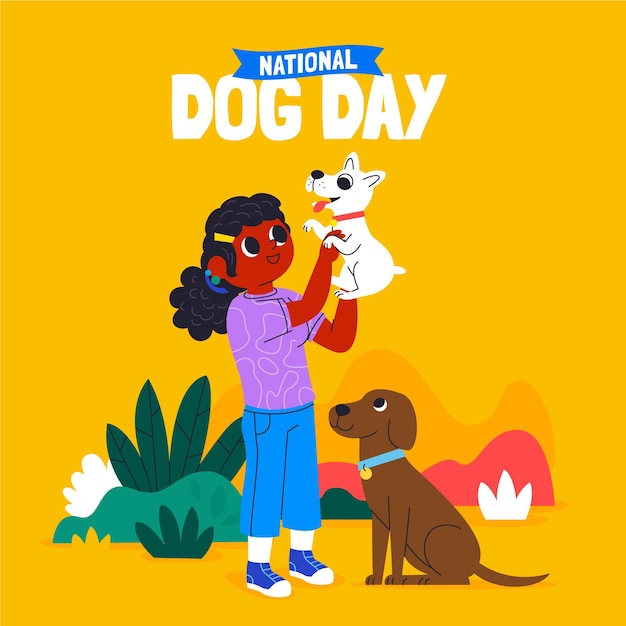 Cartoon national dog day illustration