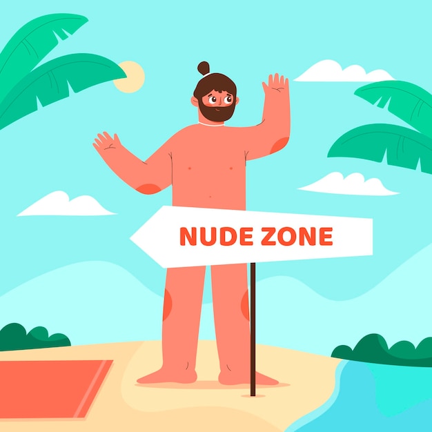 Cartoon naturism concept illustrated