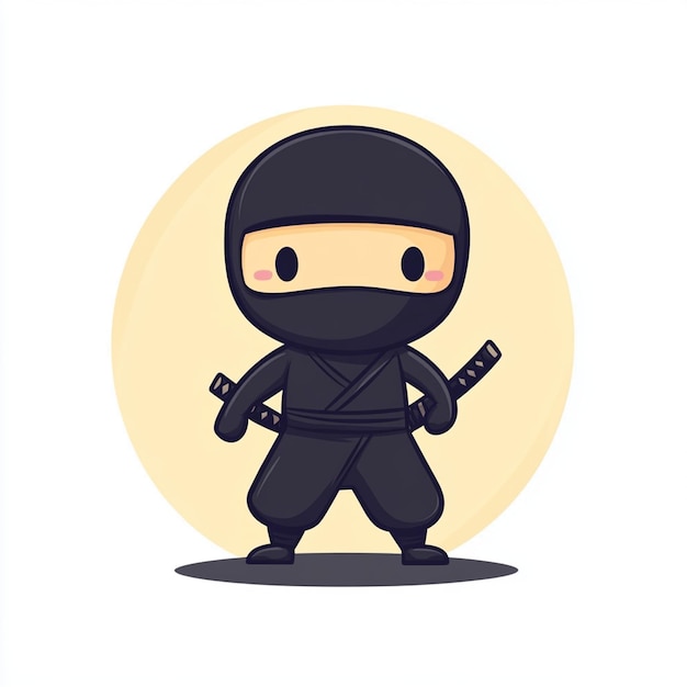 Cartoon Ninja Black Outfit Simple Flat