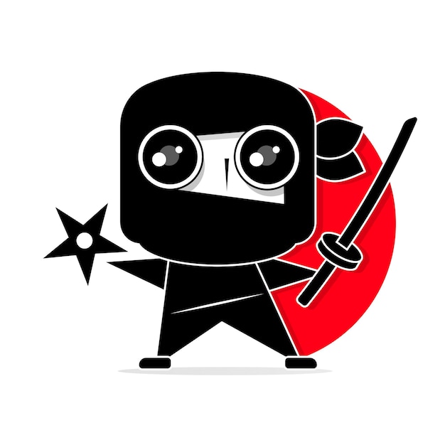 Vector cartoon ninja drawing in chibi manga style. cute vector illustration.