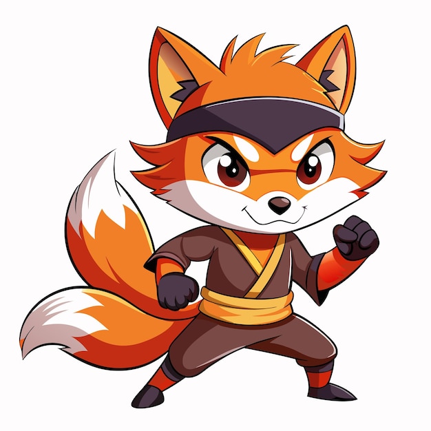 Cartoon Ninja Fox Cute Mascot Logo