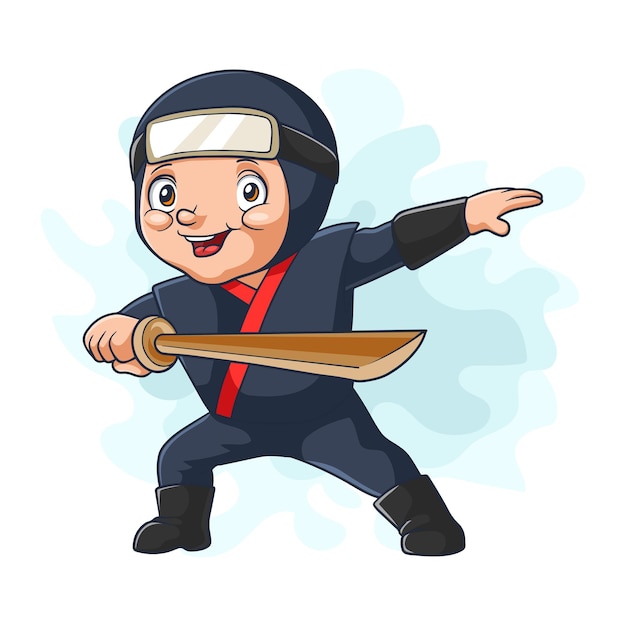 Cartoon ninja on white background