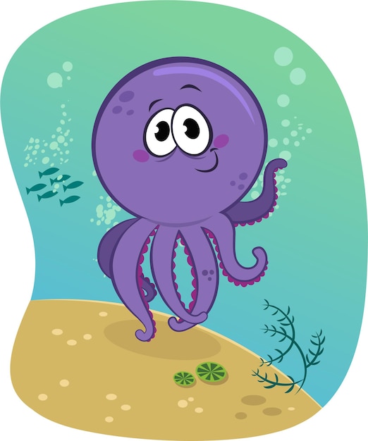 Cartoon octopus vector character