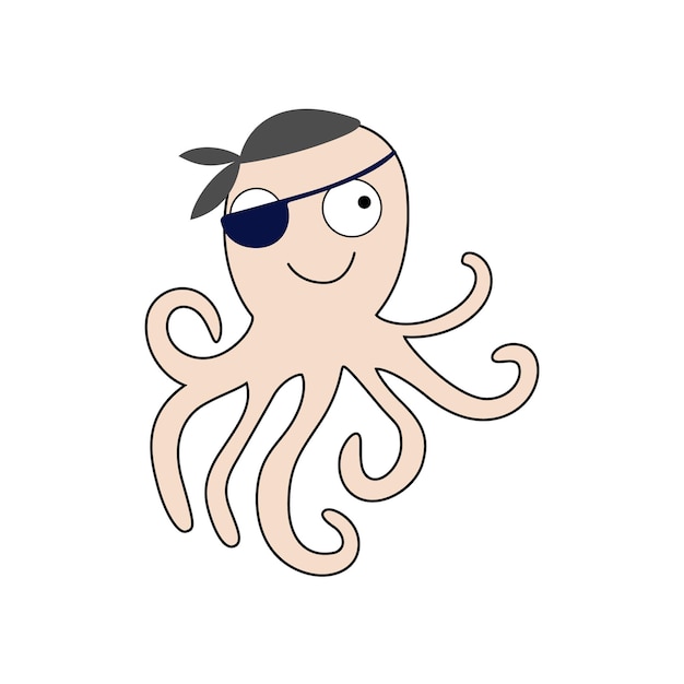 Cartoon octopus vector illustration isolated on white background