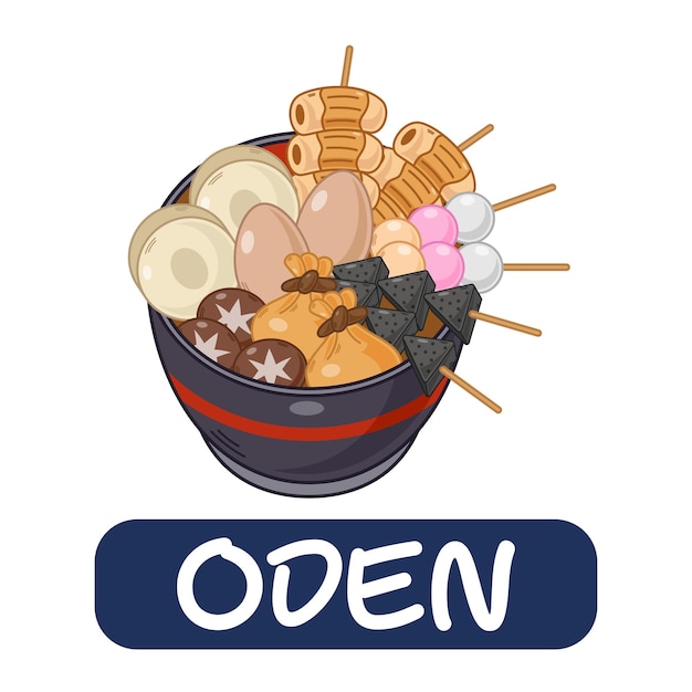 Vector cartoon oden japanese food vector isolated on white background