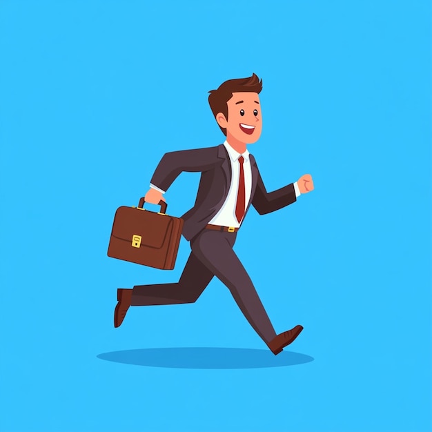 Vector cartoon office worker in suit running