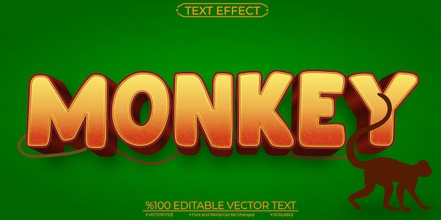 Vector cartoon orange brown monkey editable and scalable vector text effect