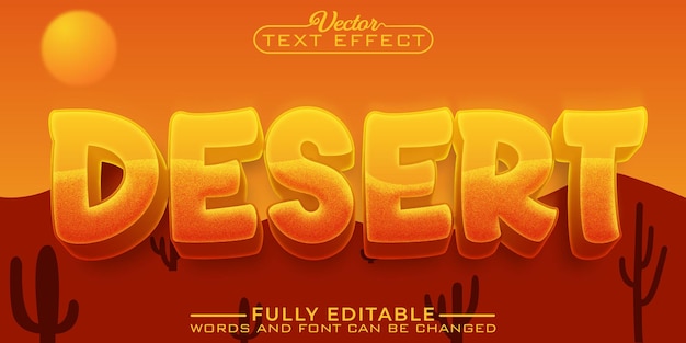 Cartoon Orange Desert Vector Editable Text Effect Template