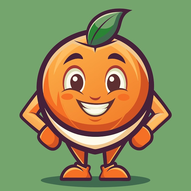 Vector cartoon orange fruit character with a big smile