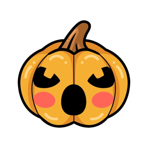 Cartoon orange pumpkin with angry face expression