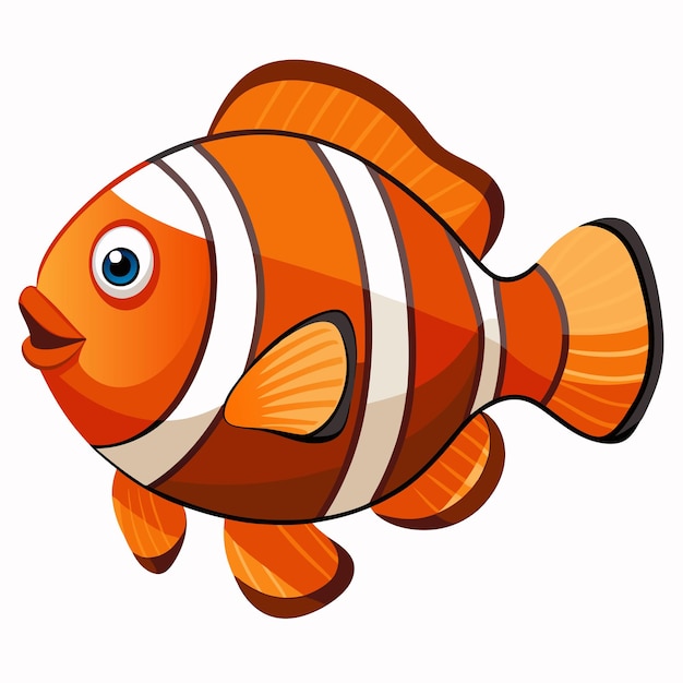 Cartoon Orange and White Striped Clownfish