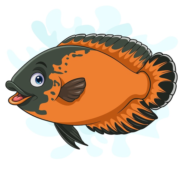 Cartoon Oscar paris fish on white background