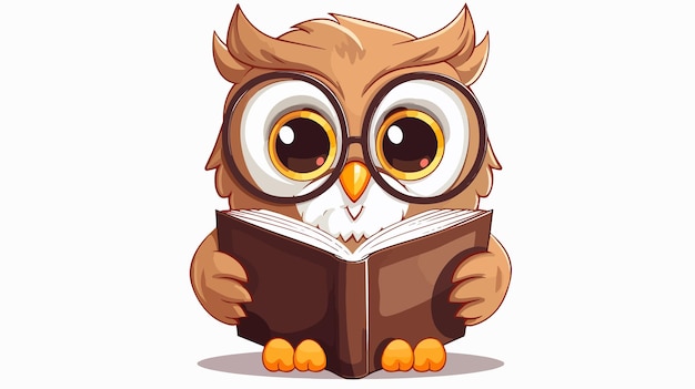 Vector a cartoon of an owl reading a book