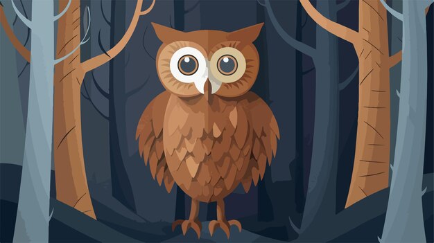 Vector a cartoon owl with big eyes and a big brown eyes