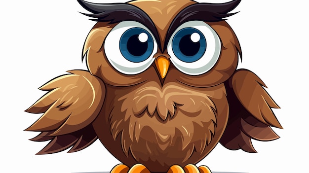 Vector a cartoon owl with a blue eyes and a yellow ring around its neck