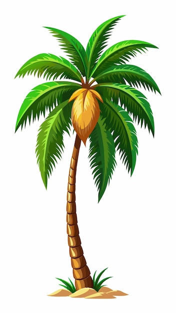 a cartoon of a palm tree with a coconut on it