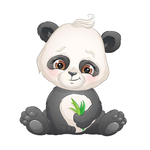 Cartoon panda bear vector illustration Tropical animal Isolated white background