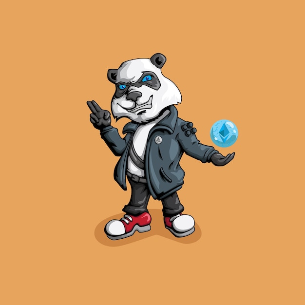 cartoon Panda crypto design illustration vector