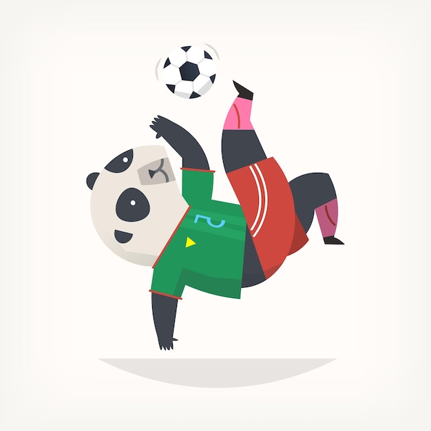 Cartoon panda playing football or soccer Isolated vector illustration