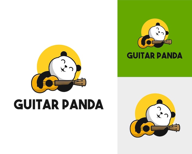 cartoon panda playing guitar