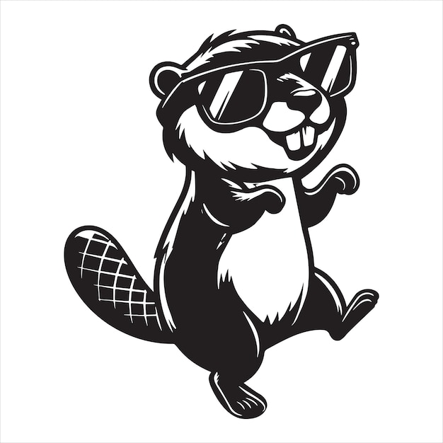 Vector a cartoon of a panda wearing sunglasses and a panda with sunglasses