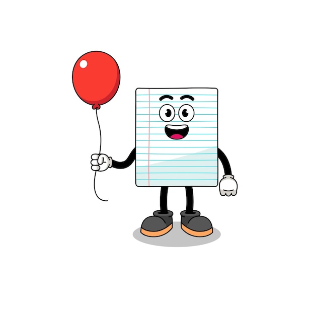 Cartoon of paper holding a balloon