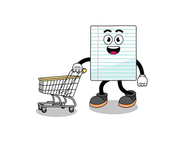 Cartoon of paper holding a shopping trolley