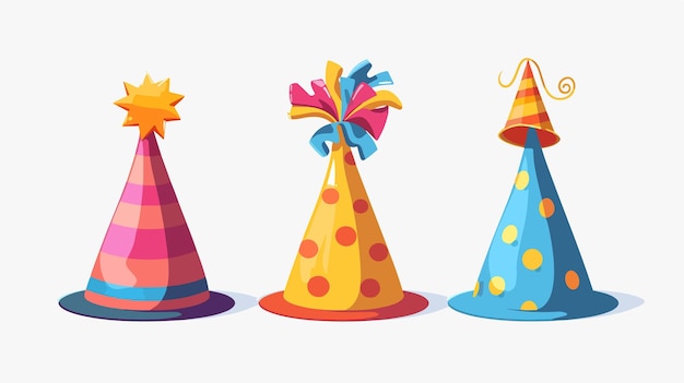 a cartoon of party hats with a bow on them