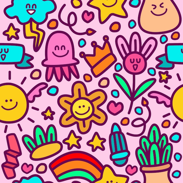 Cartoon Pattern Doodle Design template