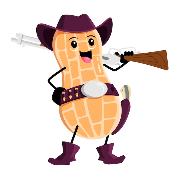 Cartoon peanut cowboy character nut pod ranger