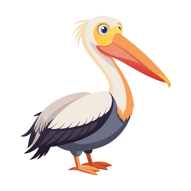 Vector a cartoon pelican with a big smile on its face