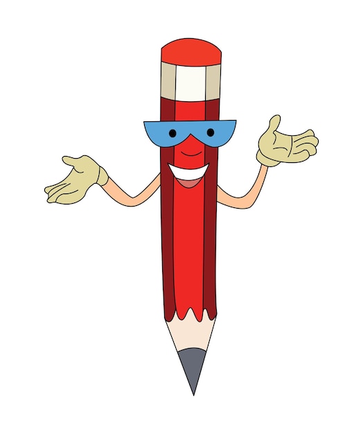 Cartoon pencil isolated on white background