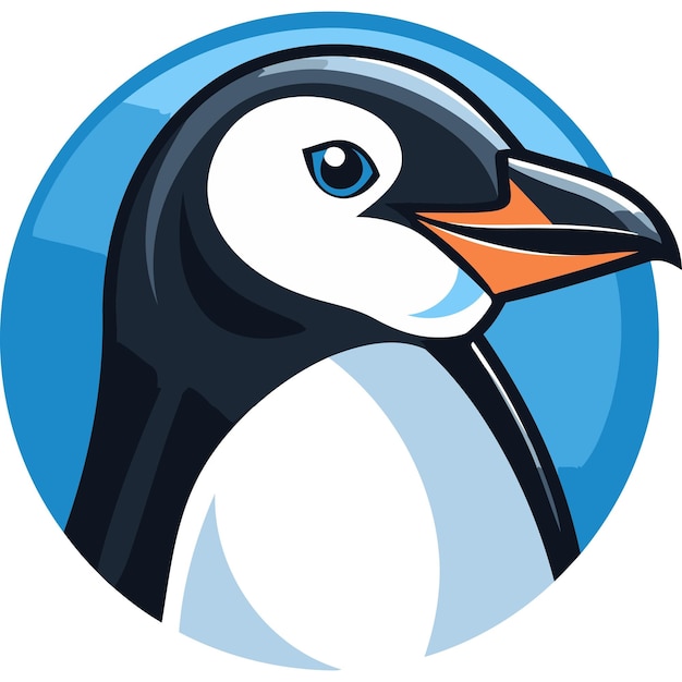 Vector cartoon penguin illustration with blue background