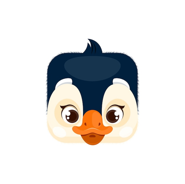 Cartoon penguin kawaii square animal face avatar