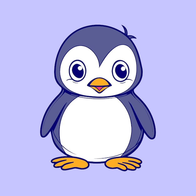 A cartoon penguin with a blue and white face.