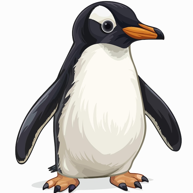 a cartoon of a penguin with an orange beak and white feathers