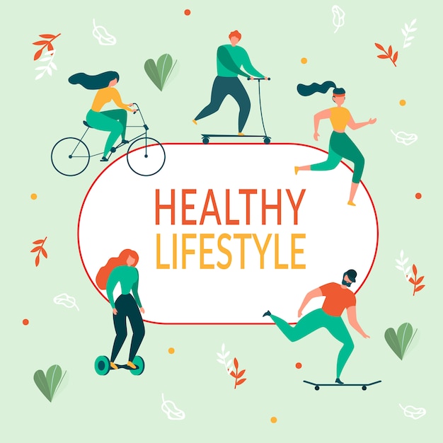 Vector cartoon people healthy lifestyle. 