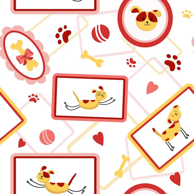 Vector cartoon pets pattern2