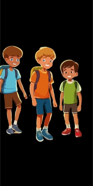 Vector a cartoon picture of a boy with a backpack and a boy wearing a backpack