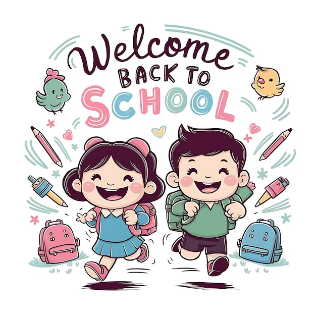 A cartoon picture with the words back to school vector illustration