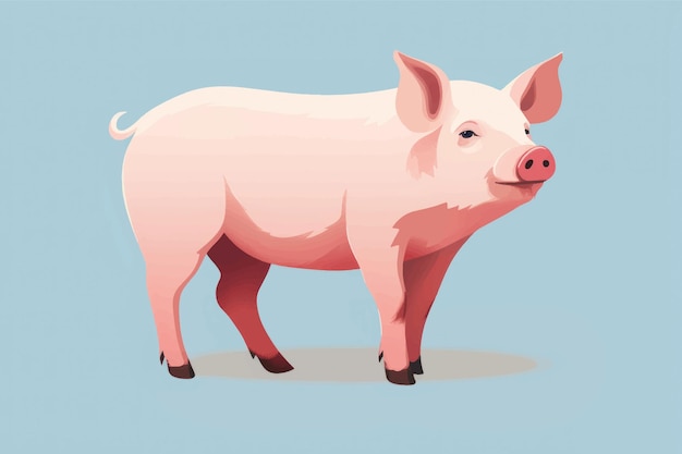 Cartoon pig illustration on blue