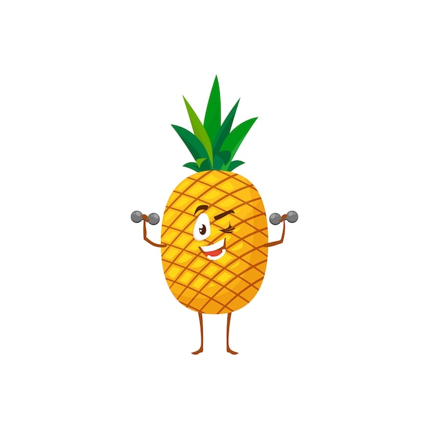 Cartoon pineapple fruit sportsman vector icon