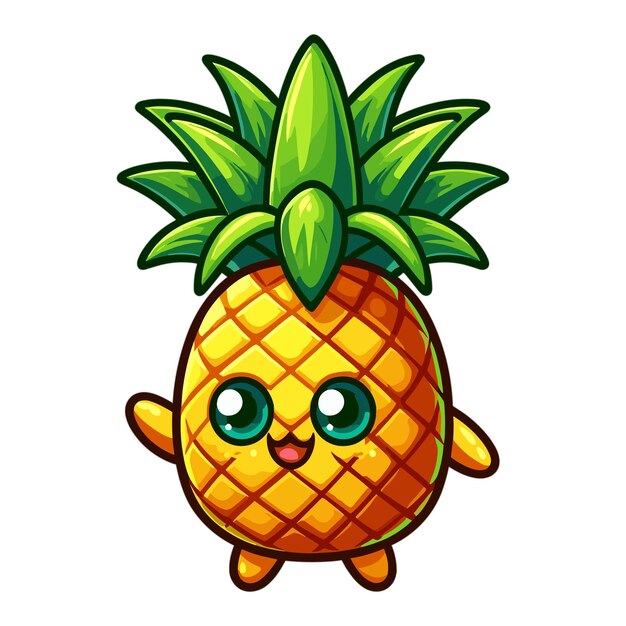 Vector cartoon pineapple vector illustration