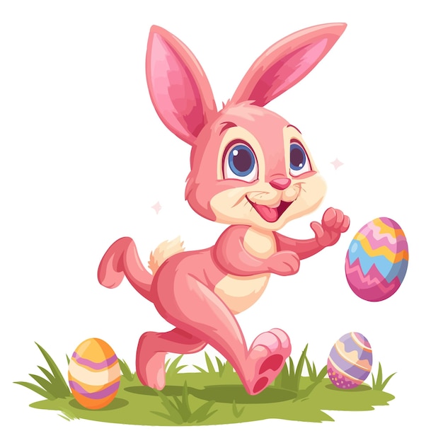 Cartoon_Pink_Easter_Bunny_Egg_Hunt_vector