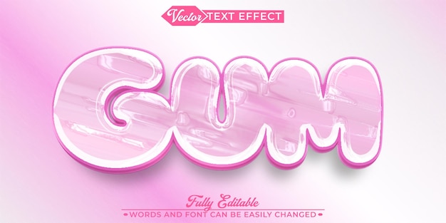 Cartoon Pink Gum Vector Editable Text Effect Template