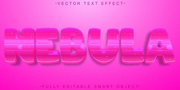 Vector cartoon pink nebula vector fully editable smart object text effect