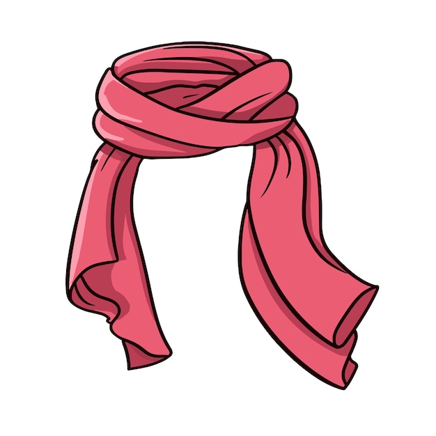 Cartoon Pink Scarf With Knotted Design Illustration